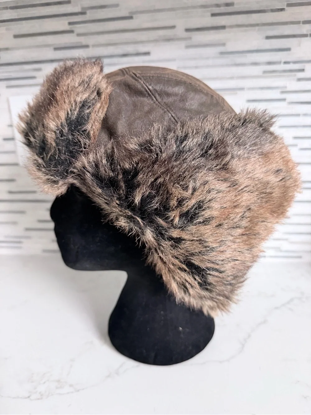 Vintage Faux Fur winter Aviator Trapper Hat - Brown